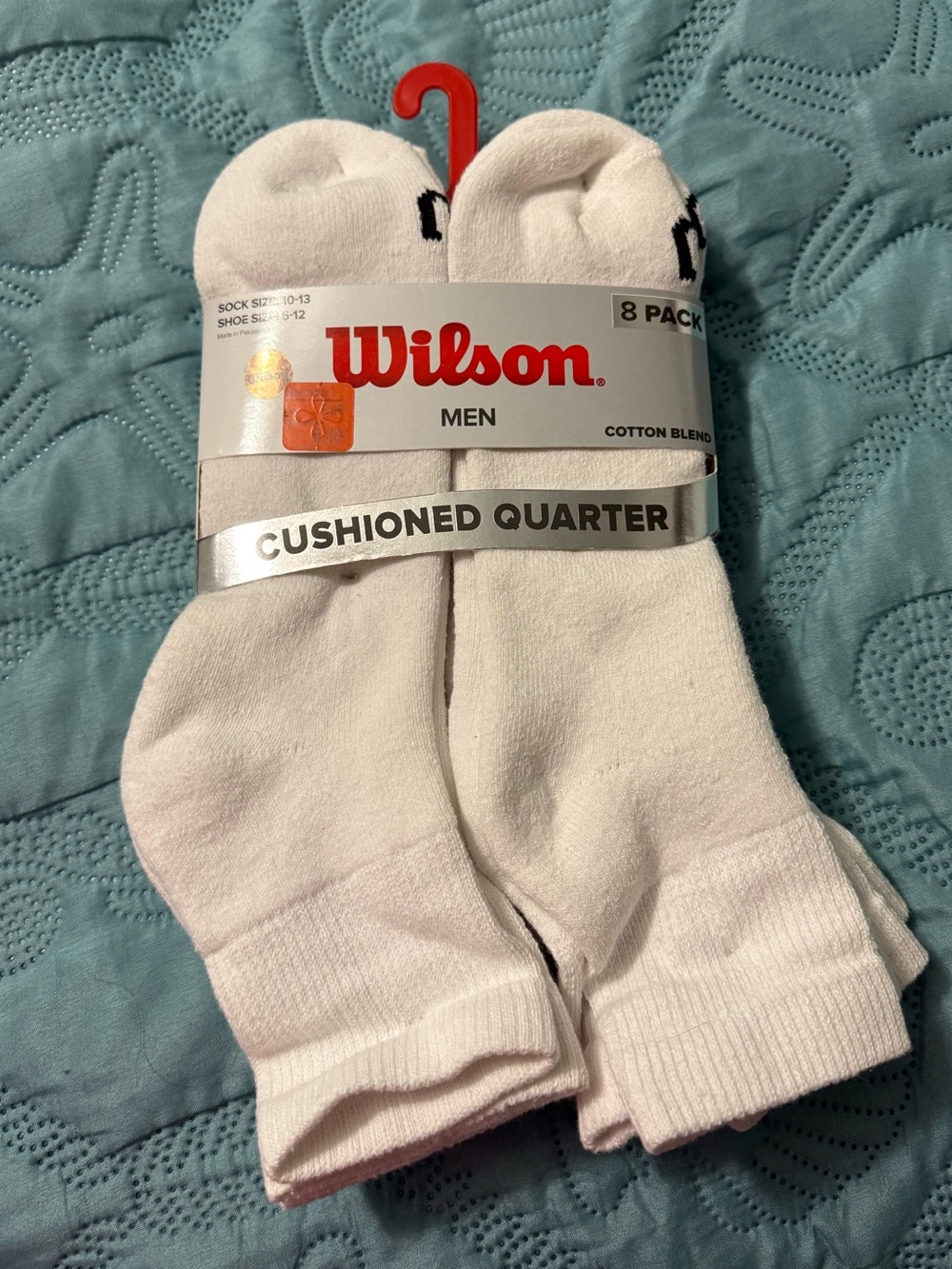 Wilson Men's White Cushioned Quarter Athletic Socks (8 Pack)